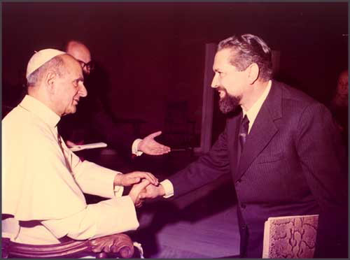 Ing. Uberto Mori durante un'udienza con Sua Santità Paolo VI - 1971